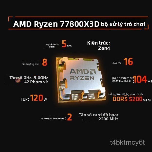 CPU AMD Ryzen 7 7800X3D 8 nhân 16 luồng Gaming cao cấp hiệu năng đỉnh cao cho PC bàn chuyên nghiệp