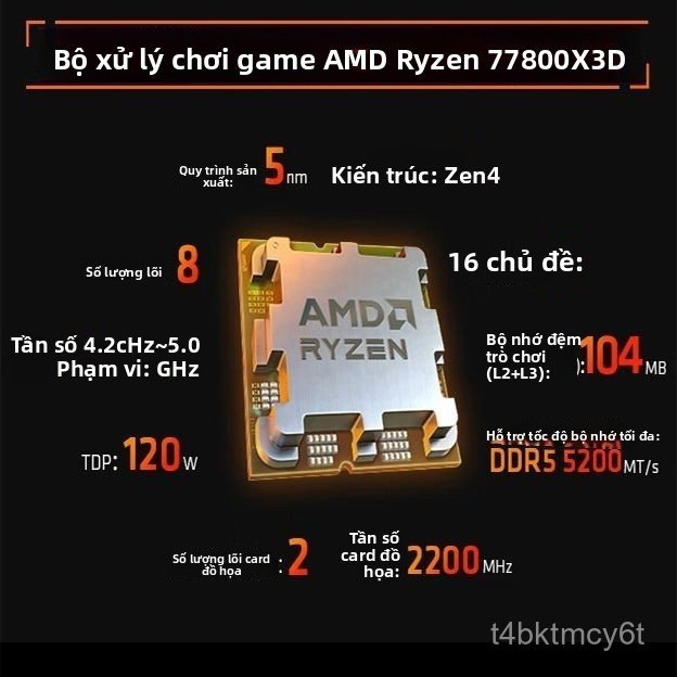 CPU AMD Ryzen 7 7800X3D 8 nhân 16 luồng Gaming cao cấp hiệu năng đỉnh cao nhất cho PC bàn bền