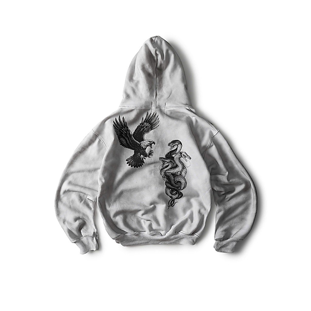 ÁO HOODIE ZIP TRẮNG WAXED LOGO 28NOB , PHUN MÀU HIỆU ỨNG 3D