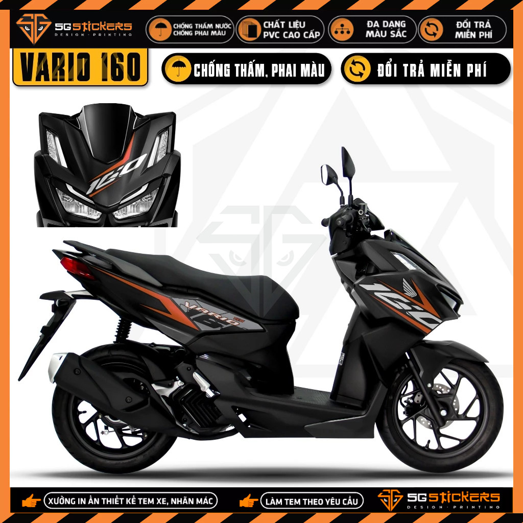 Tem Xe Vario 160 2023 Mẫu số 160 Cực Chất | VAR160-01 | Team Decal Dán Xe Máy Chống Nước Bền Màu Cho