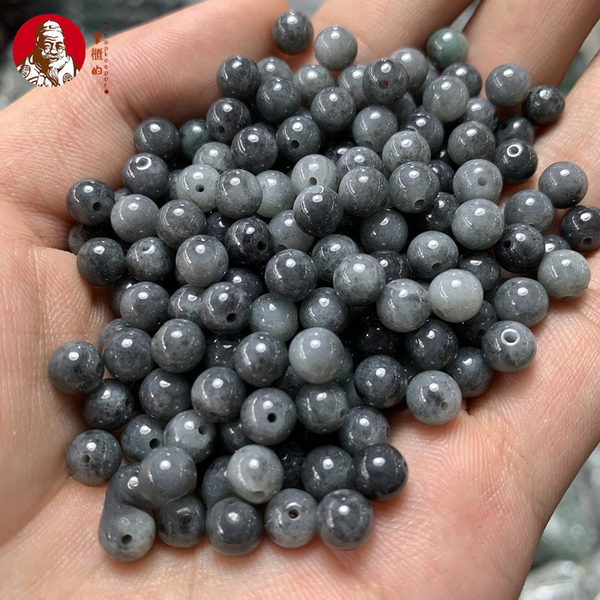 ((Giá 5 Miếng) Hàng Hóa Tự Nhiên Jadeite 6 Mm Gà Đen Vòng Tay Hạt Tròn DIY Phụ Kiện