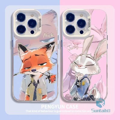 Ốp Điện Thoại Suntaiho Thẩm Mỹ Zootopia Nick Judy Cặp Đôi IDM Cứng Cao Cấp Chống Sốc Vỏ Cho iPhone 11 12 13 14 15 16 Pro Max IP