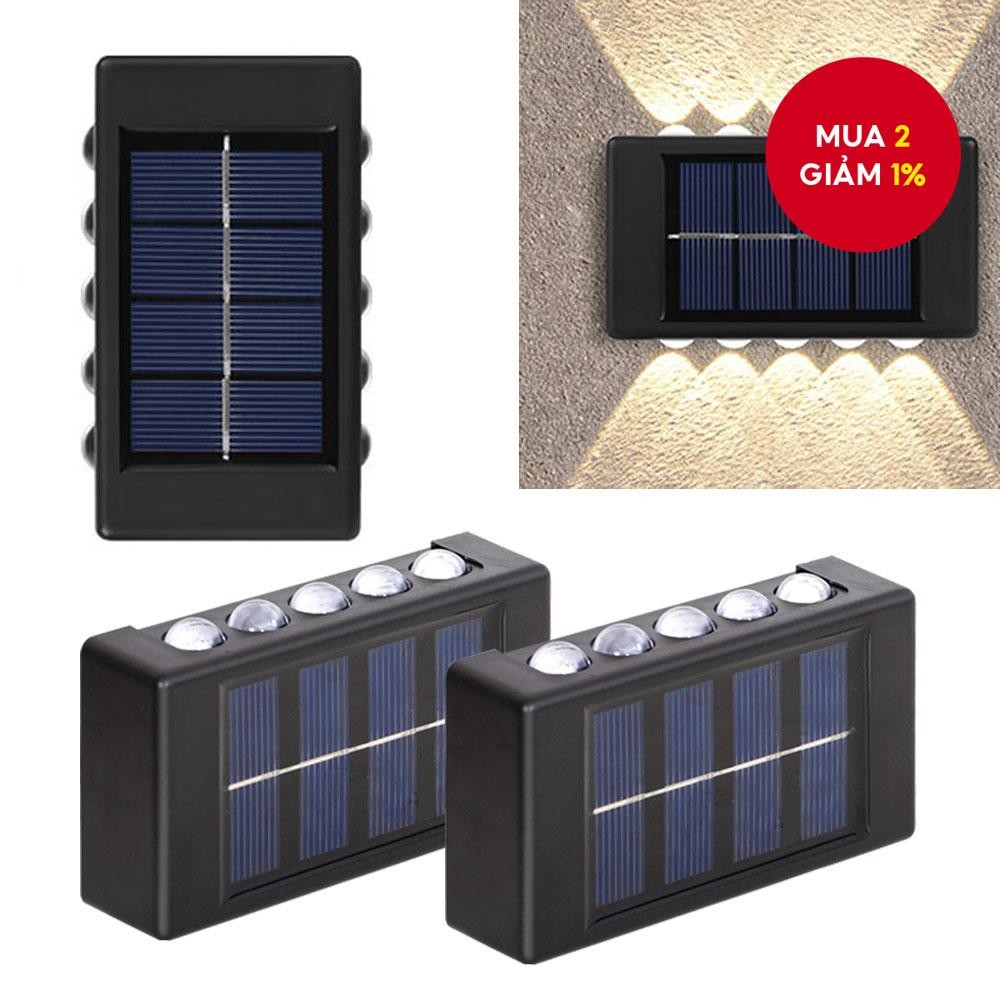Đèn Tường 10 Đèn LED Năng Lượng Mặt Trời Lên Xuống, Gương lồi Ngoại Thất Mô Hình Sân Vườn Chiếu Sáng Trang Trí Gói 2