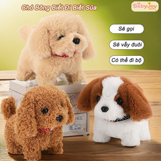 【BabyJoy】Chó Bông Biết Đi Biết Sủa Biết Kêu,Con chó sang trọng búp bê đồ chơi điện,Chó đồ chơi nhồi bông,Đồ Chơi Trẻ Em
