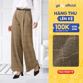 [Đồng giá] Quần âu nữ YODY dáng suông họa tiêt kẻ caro dễ phối đồ TRA - QAN7146