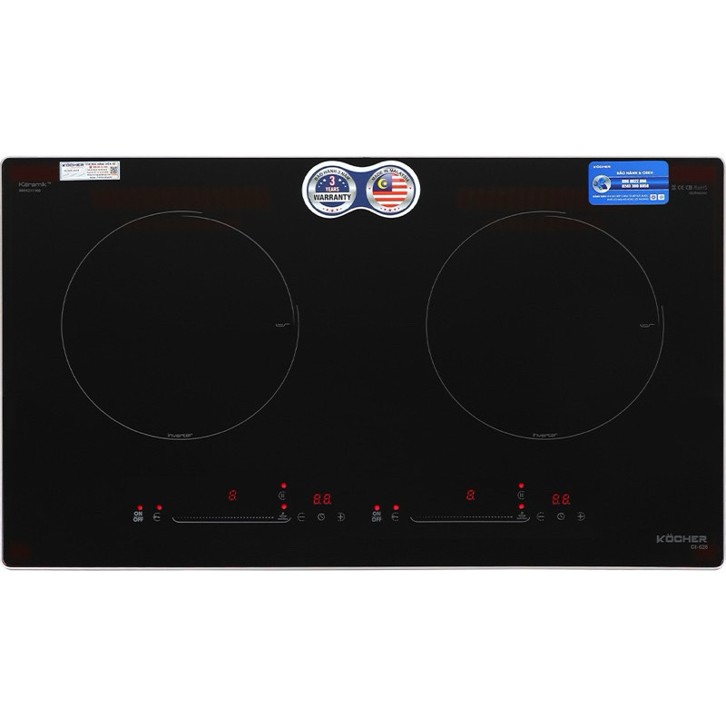 Bếp XanhBếp từ đôi Kocher DI 628 | Bếp điện từ Nhập khẩu Malaysia | Bảo hành 3 năm trên toàn quốc