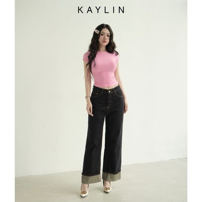 Quần JEAN KAYLIN NOVA form Basic ống suông chất vải Denim dầy dặn phong cách BST Hè 2025 - Q2T5
