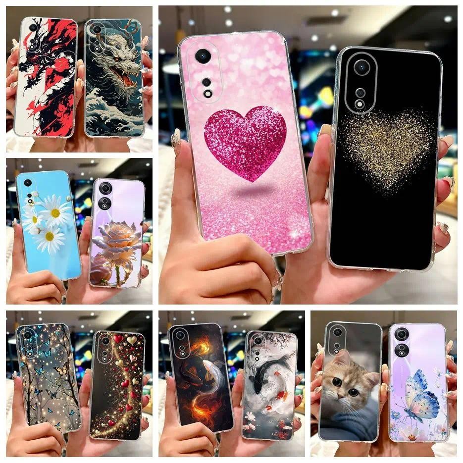 Dành Cho Oppo A59 5G Ốp Lưng CPH2617 Hình Trái Tim Tình Yêu Dễ Thương Sơn Vỏ Điện Thoại Silicon Mềm 