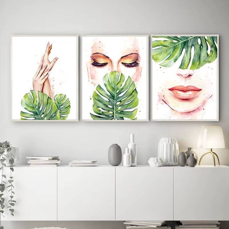 Boho Thực Vật Nhiệt Đới Cô Gái Nghệ Thuật Unframe Chống Thấm Nước HD In Canvas Phòng Ngủ Trang Trí N