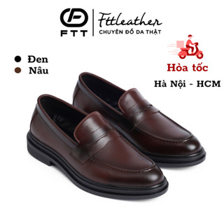 Giày lười nam cao cấp, giày nam trẻ trung da bò Fttleather dáng Penny Loafer tăng chiều cao F0303
