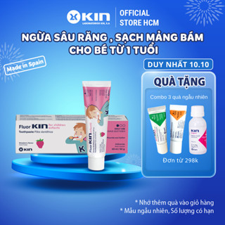 Kem Đánh Răng Fluor Kin Infantil Ngừa Sâu Răng, Sạch Mảng Bám Cho Trẻ Em Trên 12 Tháng Tuổi, Hương Dâu 50ml
