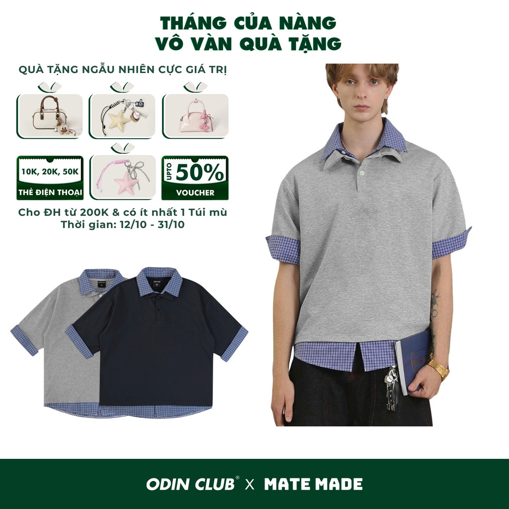Áo polo phối Light ODIN CLUB, Áo polo nam nữ phối layer sơ mi, chất liệu vải cotton co dãn 2 chiều