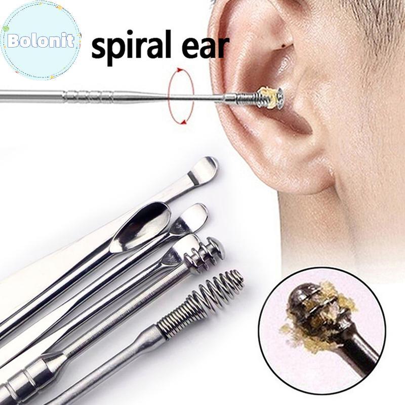 Bolonit Ear Wax Piers Cleaner Thép không gỉ Earpi Wax Remover Curette Care Ear Pi Cleaner Ear Cleane