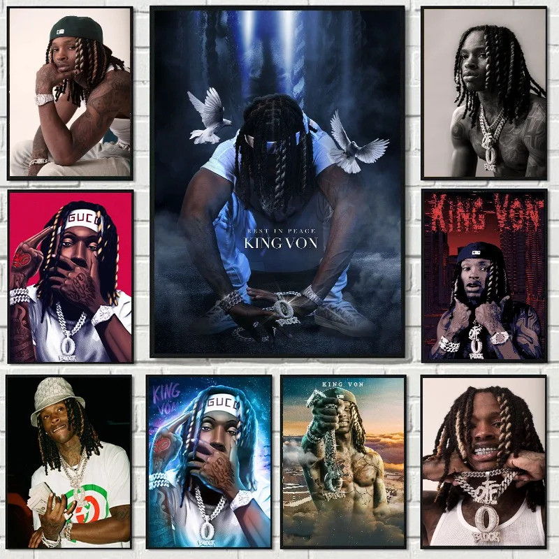 1 Ca Sĩ K-King Von Rapper Poster Phòng Trưng Bày Hiện Đại In Hình Album Nhạc Tranh Canvas Nghệ Thuật