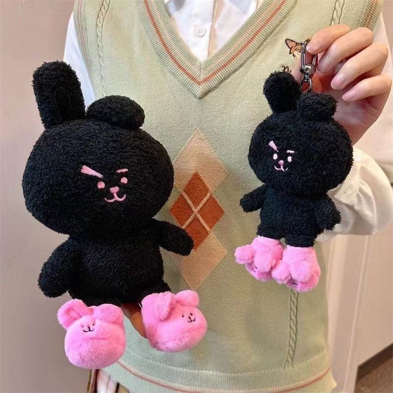 BT21 Hoạt Hình Đồ Chơi Sang Trọng Dễ Thương Tian Jungkook JK LUCK Mặt Dây Chuyền Búp Bê Thỏ Đen