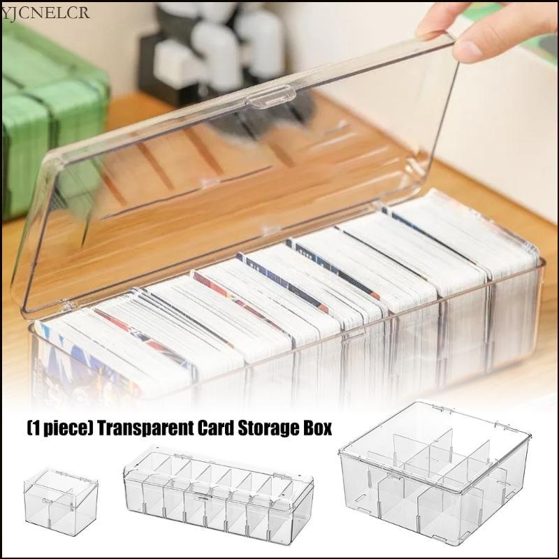 Clear Plastic Card Storage Box With Adjustable Dividers For Home Offices Organization