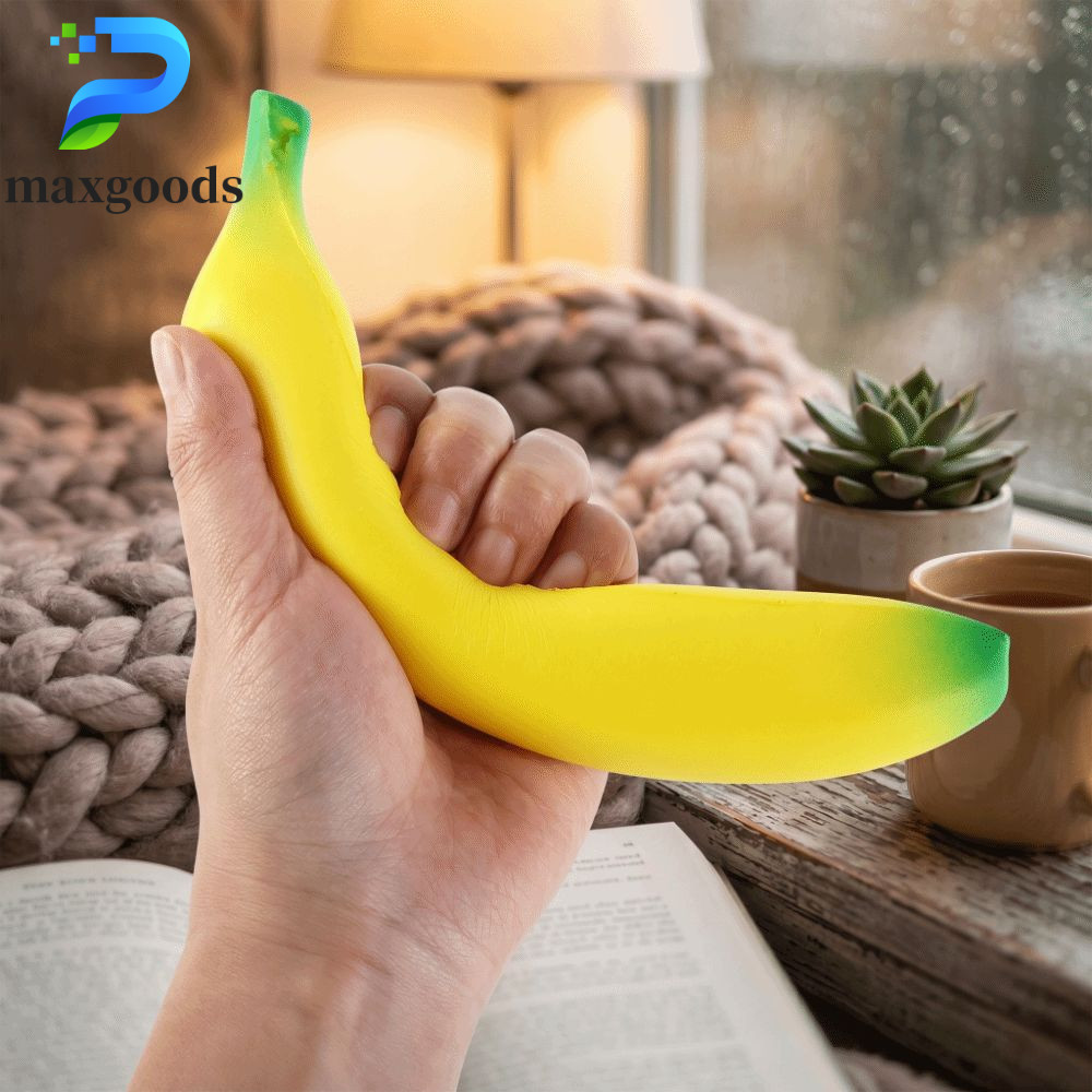 MAXGOODS Chuối Squishy mềm, Mô phỏng mềm Chuối Đồ chơi chuối phục hồi chậm, Máy ép Đồ chơi bóp chuối