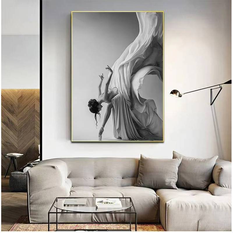 Modern Ballet Dancing Girl Canvas Painting Poster Figure Art Wall Black n White Pictures for Living 