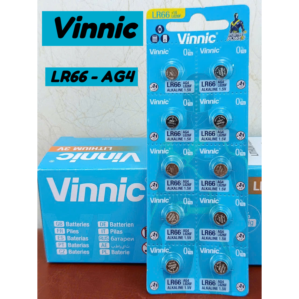 Vỉ 10 viên pin CHÍNH HÃNG VINNIC 626 L626F LR66 AG4 SR626SW 626 377