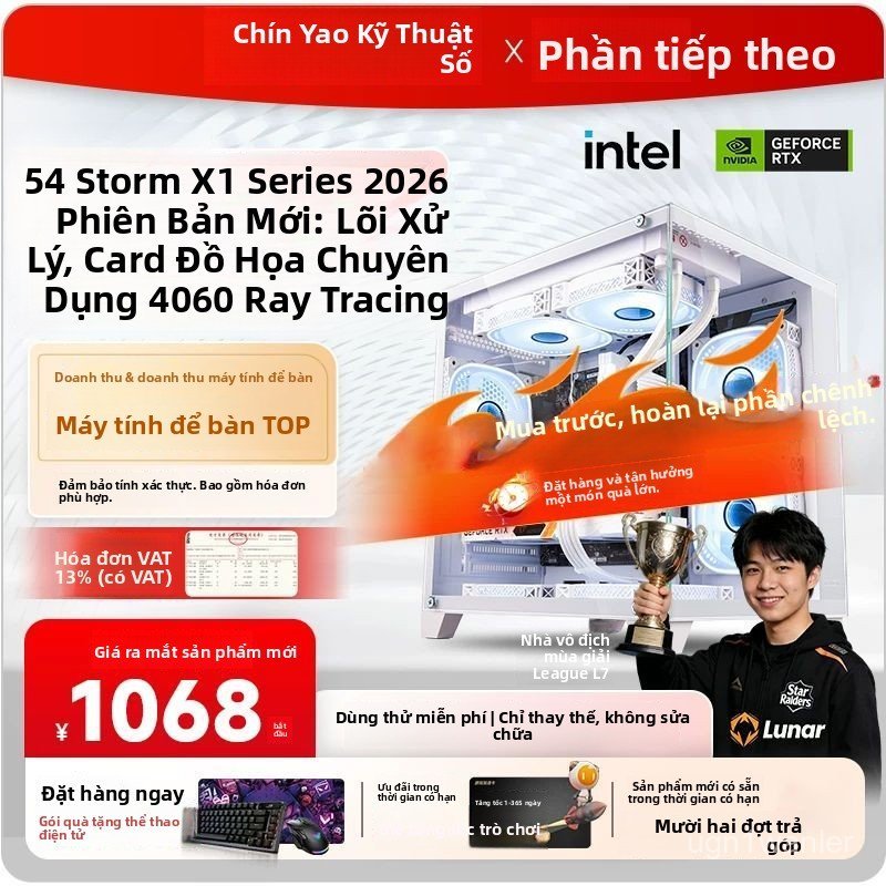 Bộ máy tính bàn PC gaming core i9 mẫu mới 2026 card rời RTX 4060 cây máy tính livestream cấu hình ca