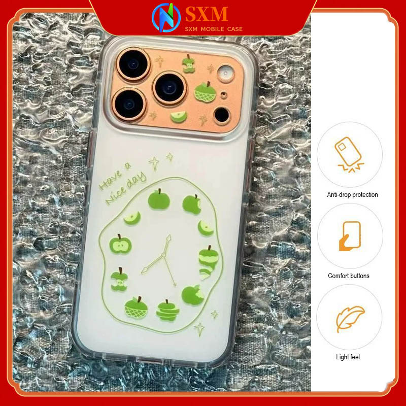 IPhone 17 Pro Max Creative Green Fruit Clock Phone Case IMD Fine Hole Protection Case cho iPhone 17 