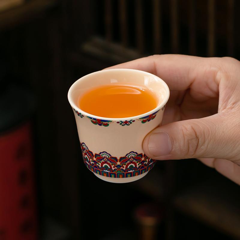 Yilongtang Dunhuang Tranh Kung Fu Trà Cốc Master Cup Ru Kils Cốc Đơn Trà Bộ Trà Gốm Cốc Đặc Biệt