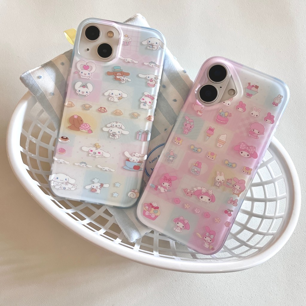 Ốp lưng iPhone 13/14/15/16 Sanrio Cinnamoroll & My Melody, trong suốt chống sốc dễ thương nữ tính