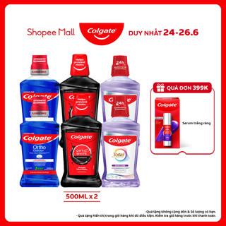 Bộ 2 nước súc miệng Colgate diệt khuẩn, không cay rát cho hơi thở thơm mát 500ML