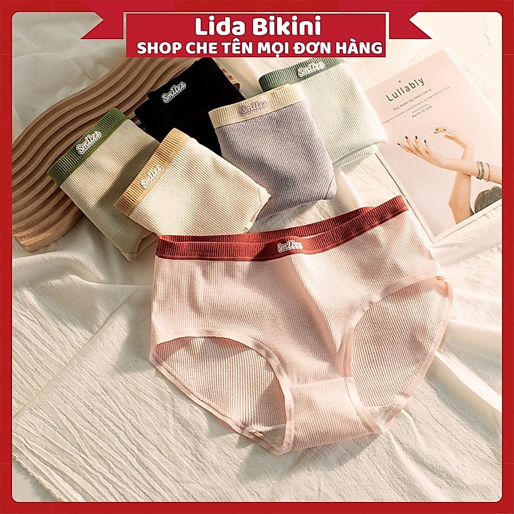 Quần lót Nữ Lidabikini Thiết kế Cotton gân tăm smilee mềm mại MÃ 1018