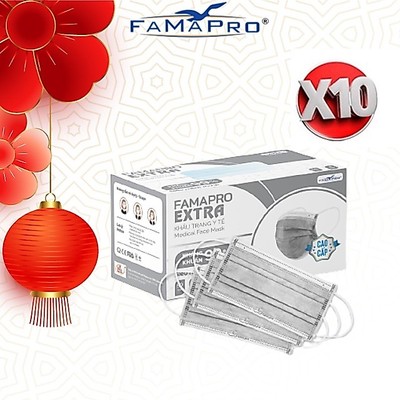 [COMBO 10 HỘP Extra ] Khẩu trang y tế  4 lớp Famapro Extra (50 cái/ hộp)