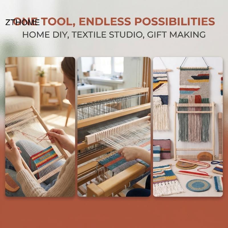 ZTHOME Có Thể Điều Chỉnh Huddle Bar Gỗ Dệt Loom Cho Trẻ Em Người Mới Bắt Đầu DIY Tấm Thảm Khung Nhà 