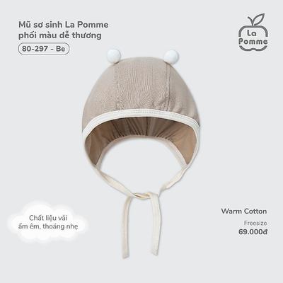 Mũ sơ sinh La Pomme - Phụ kiện sơ sinh cho bé trai/ bé gái - chất petit sợi tre mềm mại, giữ ấm, co giãn tốt - Freesize