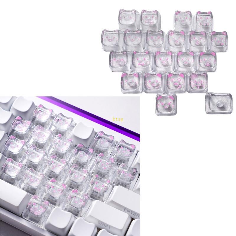 Btsg Low Profile Keycaps 21Key Mèo Dễ Thương Họa Tiết Kitty Tăng Cường Gõ