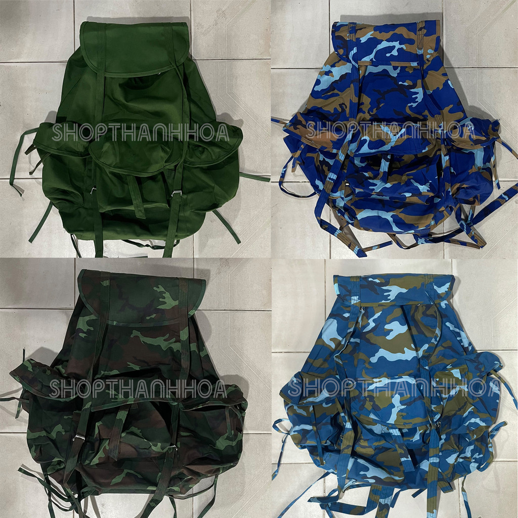 Balo thời trang màu xanh trơn in loang