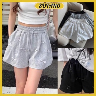 Quần short đùi nữ mặc nhà gắn nơ xinh cạp chun co giãn Q260 SUTANO