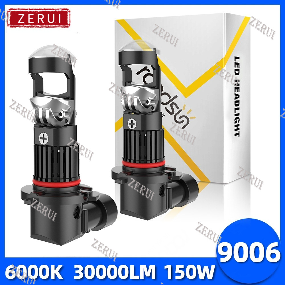 ZR Cho 2 Chiếc 9006 Đèn Pha LED Siêu Sáng Bóng Đèn Ô Tô HB4 Ống Kính Máy Chiếu 150 Watt 30000LM 6000