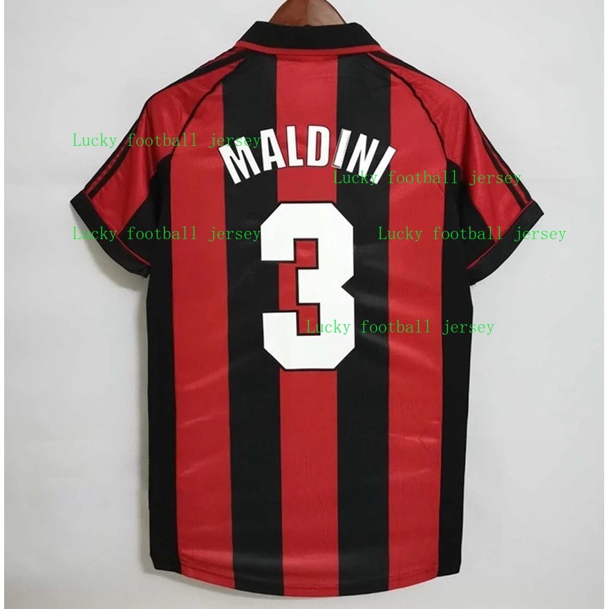 Áo đấu đội nhà AC Milan Retro 1998/99, size S-XXL, tay ngắn thoáng khí
