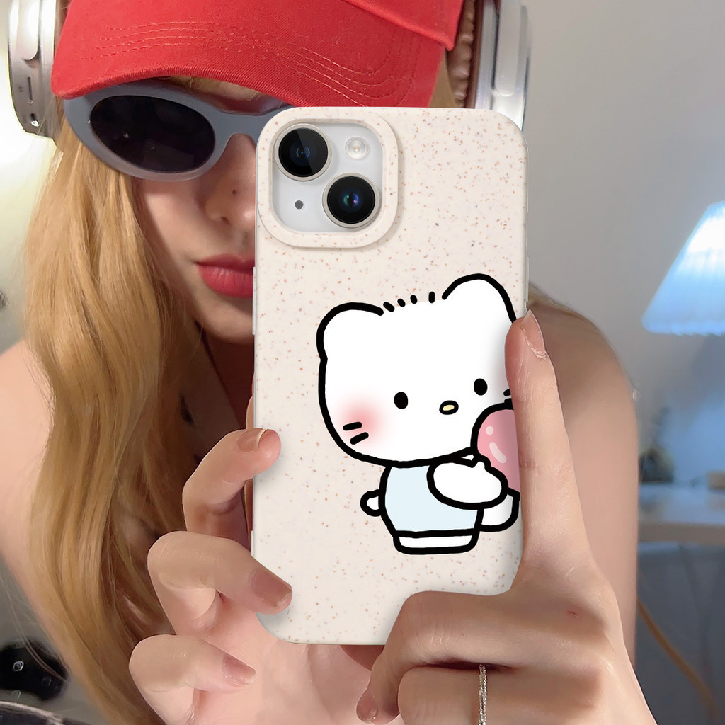 Cặp đôi Love Half Kitten Cao su mềm có thể phân hủy Tương thích iPhone 17AIR 17PROMAX Lỗ lớn 16 17 1
