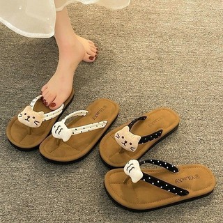  HOT Dép Tông Nữ Xỏ Ngón Sticker Mèo Cá Đế Mềm Đi Biển Phong Cách Mới 