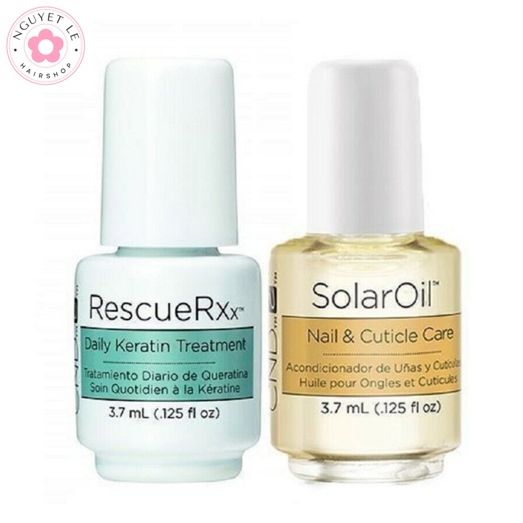 Bộ đôi chăm sóc, dưỡng móng thần thánh CND Solar Oil và Rescue RXx 3.7ml NL
