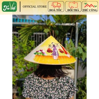 [Hoả tốc] Nón lá Huế vẽ phong cách đồng quê -  Nón lá Việt Nam (có kèm dây)