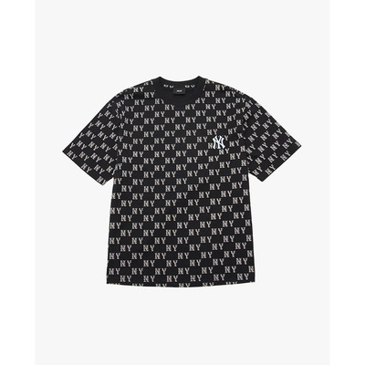 MLB - Áo thun unisex cổ tròn tay ngắn phối họa tiết monogram_3ATSM0243-50BKS