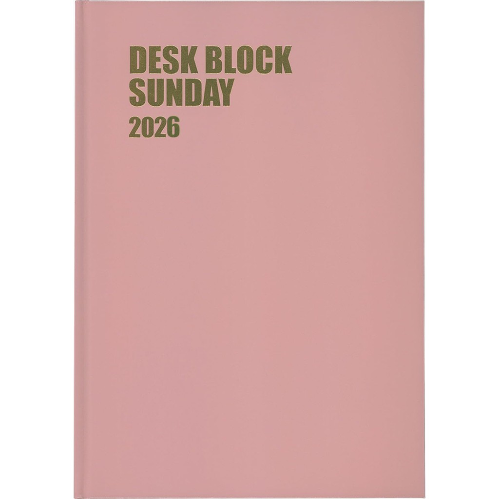 Hobun-kan 2026 A4 Monthly Desk Block Calendar 18-Month Sunday Start - Pink No.220 ㅤDirect From Japan