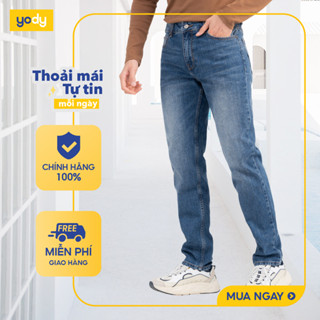  [SALE ĐG] Quần jeans nam slim fit basic YODY co dãn thoải mái thoáng mát QJM6087