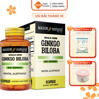 Viên Uống Mason Natural Ginkgo Biloba Hỗ Trợ Chức Năng Bộ Não, Hệ Thần Kinh 60 Viên
