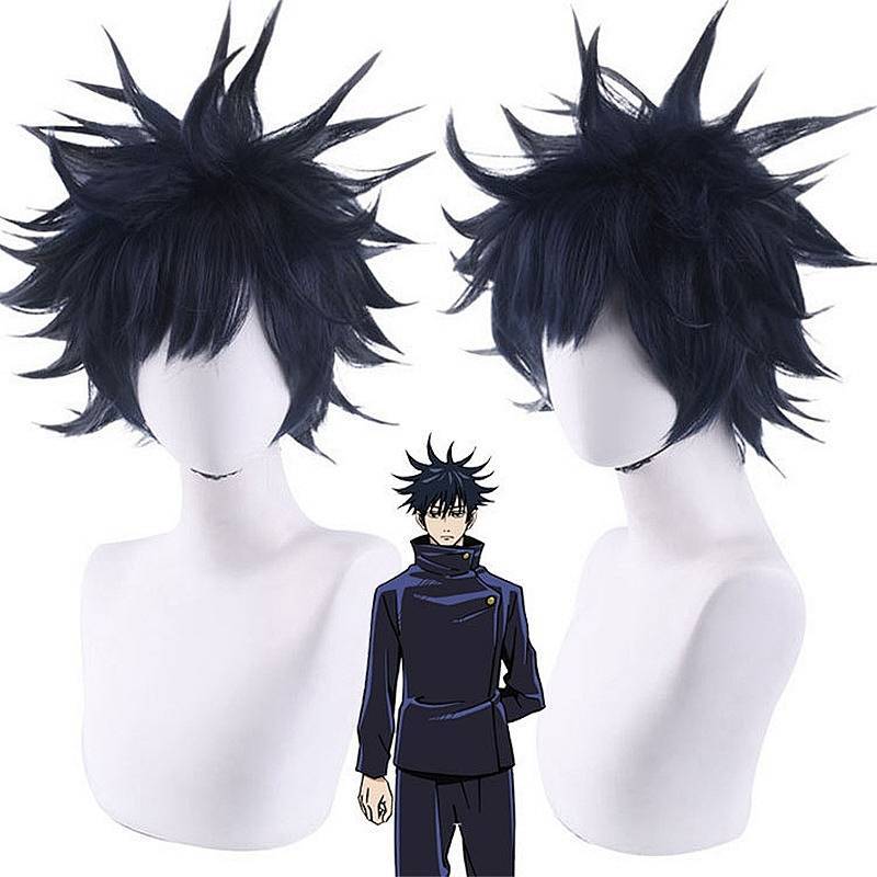 Manshu Back Battle Fuhehui Cos Wig Black Flip-up Anime Wig Two-Dimensional Wig cPzo