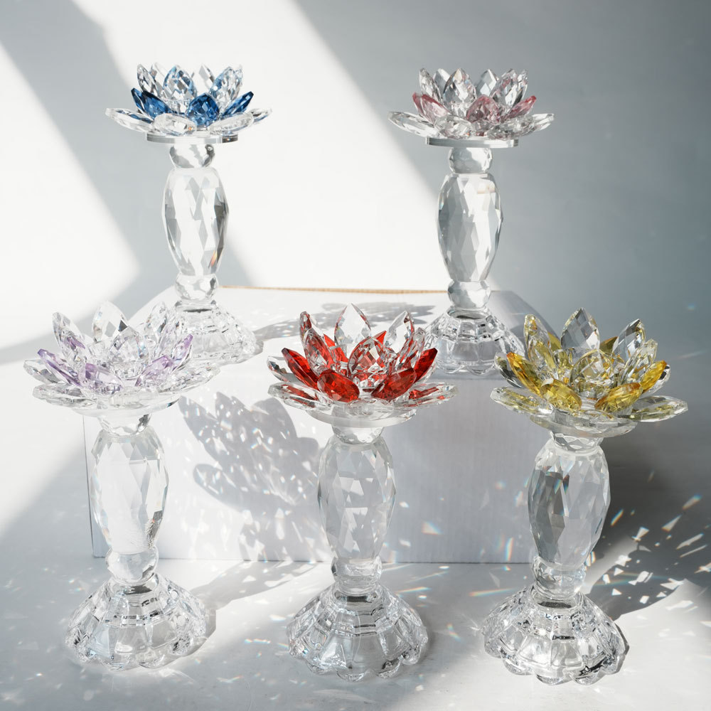 Crystal Lotus Candle Holder Lotus Candle Holder Crafts Đồ trang trí Nhà giữ nến