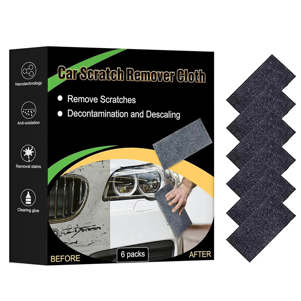 6pcs Car Scratch Remover Nano Cloth Remove Light Paint Scratches Decontaminate Descaling Restore Pai