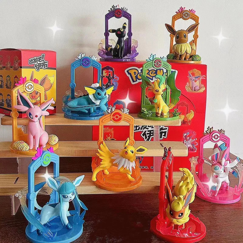 Bộ 9 Pokemon Eevee Evolution Hình, Eevee Sylveon Espeon Glaceon Leafeon Anime Mô Hình Đồ Chơi Bộ Sưu