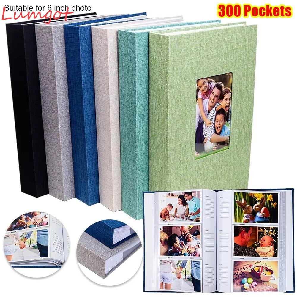 MERY 1 Cái Sách Bảo Quản Ảnh 6 inch, Album Ảnh Vải Lanh Loại Slip-in, 300 Túi Album Ảnh Cho Ảnh 4x6c